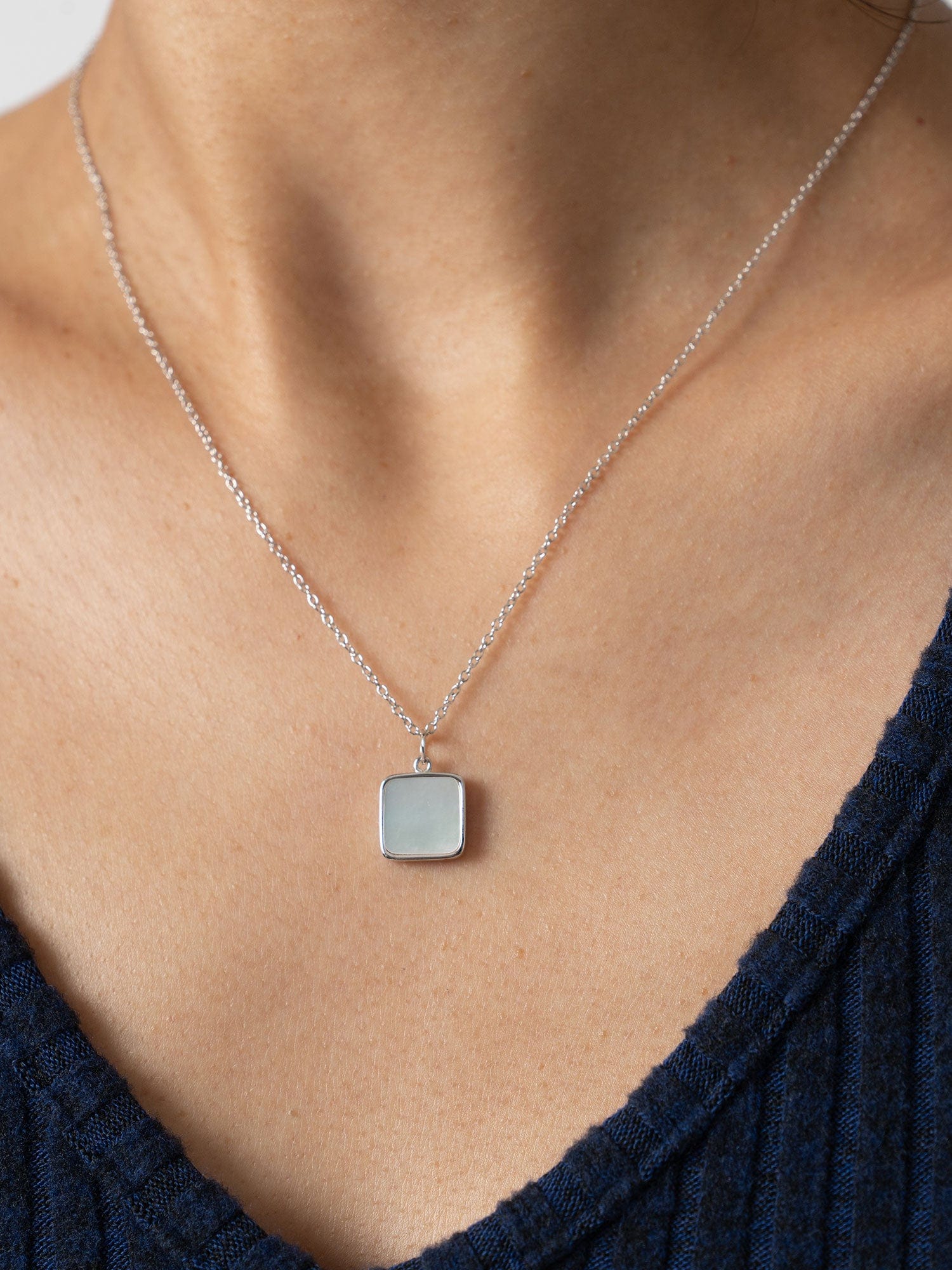 Iridescence Square Charm Necklace Silver - Women's Jewellery | Saint + Sofia® USA